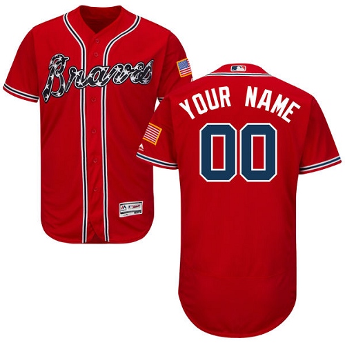 Men's Majestic Atlanta Braves Customized Red Alternate Flex Base Authentic Collection MLB Jersey