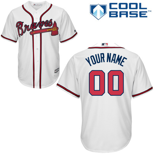 Youth Majestic Atlanta Braves Customized Replica White Home Cool Base MLB Jersey