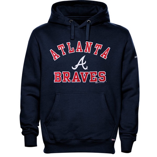 MLB Atlanta Braves Stitches Fastball Fleece Pullover Hoodie - Navy Blue