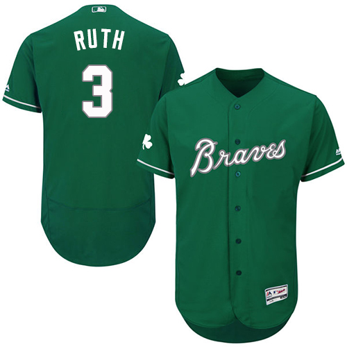 Men's Majestic Atlanta Braves #3 Babe Ruth Green Celtic Flexbase Authentic Collection MLB Jersey