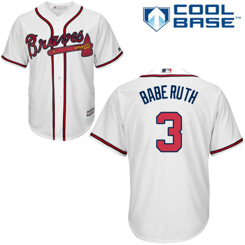 Men's Majestic Atlanta Braves #3 Babe Ruth Replica White Home Cool Base MLB Jersey