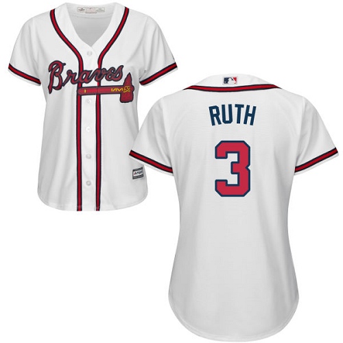 Women's Majestic Atlanta Braves #3 Babe Ruth Replica White Home Cool Base MLB Jersey