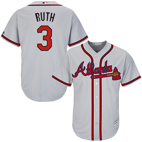 Youth Majestic Atlanta Braves #3 Babe Ruth Authentic Grey Road Cool Base MLB Jersey