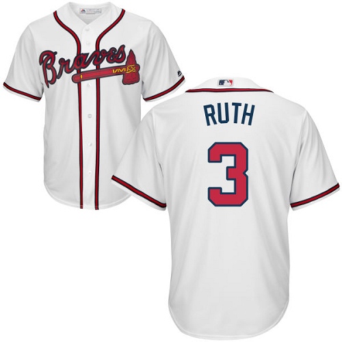 Youth Majestic Atlanta Braves #3 Babe Ruth Replica White Home Cool Base MLB Jersey