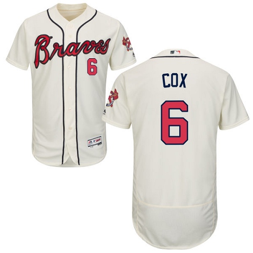 Men's Majestic Atlanta Braves #6 Bobby Cox Cream Alternate Flex Base Authentic Collection MLB Jersey