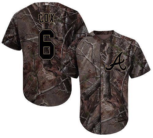 Youth Majestic Atlanta Braves #6 Bobby Cox Authentic Camo Realtree Collection Flex Base MLB Jersey
