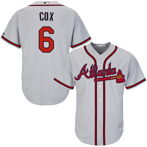 Youth Majestic Atlanta Braves #6 Bobby Cox Authentic Grey Road Cool Base MLB Jersey