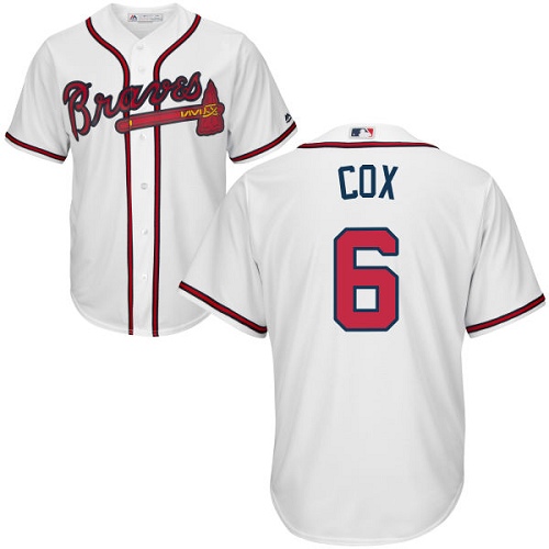 Youth Majestic Atlanta Braves #6 Bobby Cox Authentic White Home Cool Base MLB Jersey