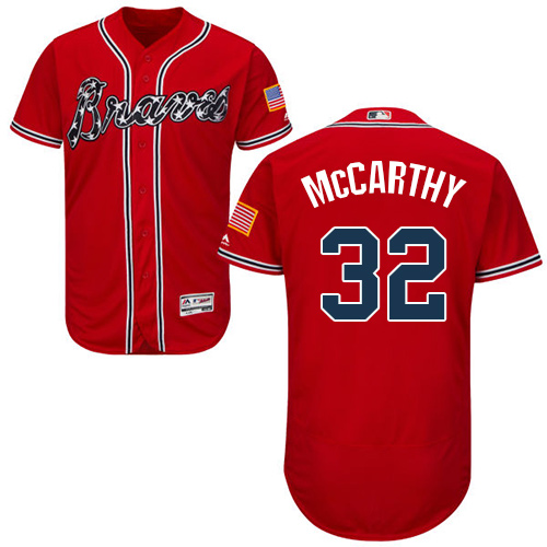 Men's Majestic Atlanta Braves #32 Brandon McCarthy Red Alternate Flex Base Authentic Collection MLB Jersey
