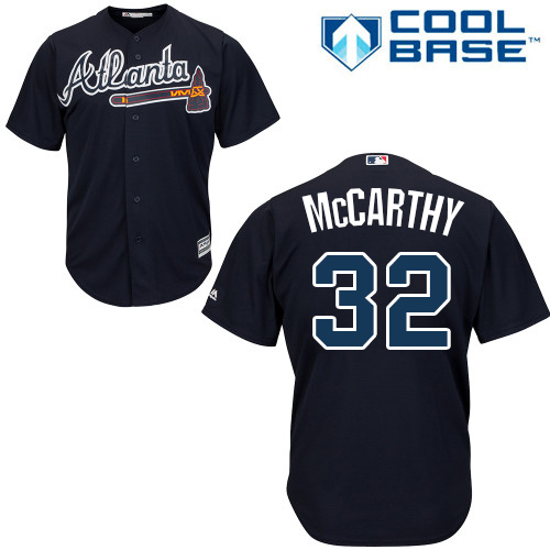 Men's Majestic Atlanta Braves #32 Brandon McCarthy Replica Blue Alternate Road Cool Base MLB Jersey