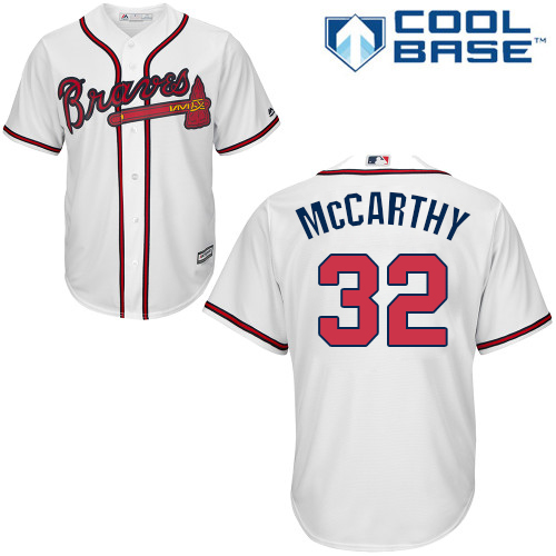Men's Majestic Atlanta Braves #32 Brandon McCarthy Replica White Home Cool Base MLB Jersey