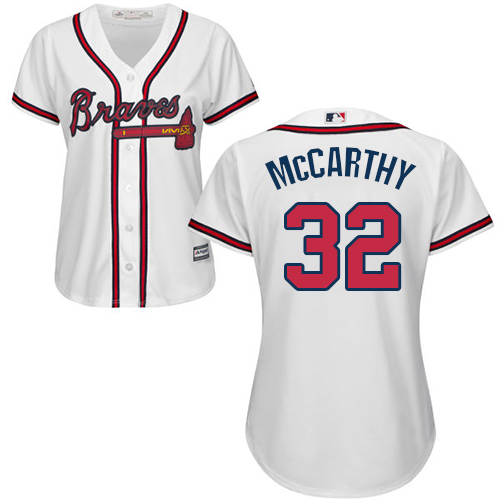Women's Majestic Atlanta Braves #32 Brandon McCarthy Replica White Home Cool Base MLB Jersey