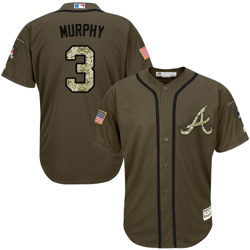 Men's Majestic Atlanta Braves #3 Dale Murphy Authentic Green Salute to Service MLB Jersey