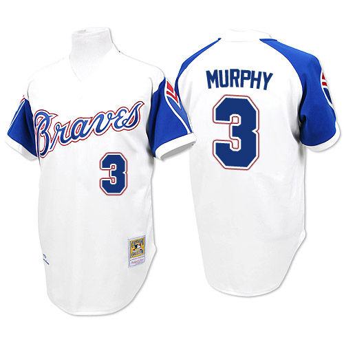 Men's Majestic Atlanta Braves #3 Dale Murphy Authentic White 1974 Throwback MLB Jersey