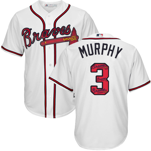 Men's Majestic Atlanta Braves #3 Dale Murphy Authentic White Team Logo Fashion Cool Base MLB Jersey