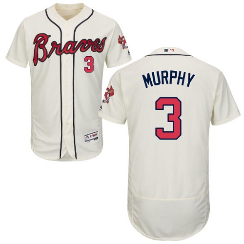 Men's Majestic Atlanta Braves #3 Dale Murphy Cream Alternate Flex Base Authentic Collection MLB Jersey