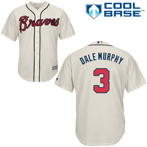 Men's Majestic Atlanta Braves #3 Dale Murphy Replica Cream Alternate 2 Cool Base MLB Jersey