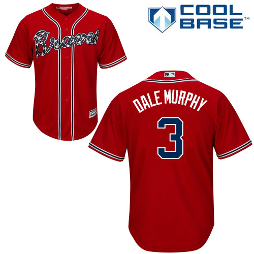 Men's Majestic Atlanta Braves #3 Dale Murphy Replica Red Alternate Cool Base MLB Jersey