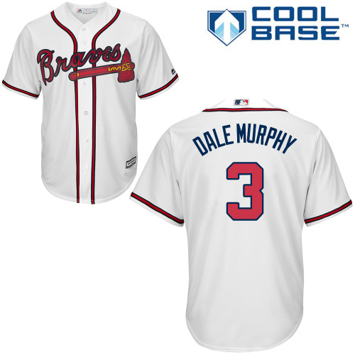 Men's Majestic Atlanta Braves #3 Dale Murphy Replica White Home Cool Base MLB Jersey