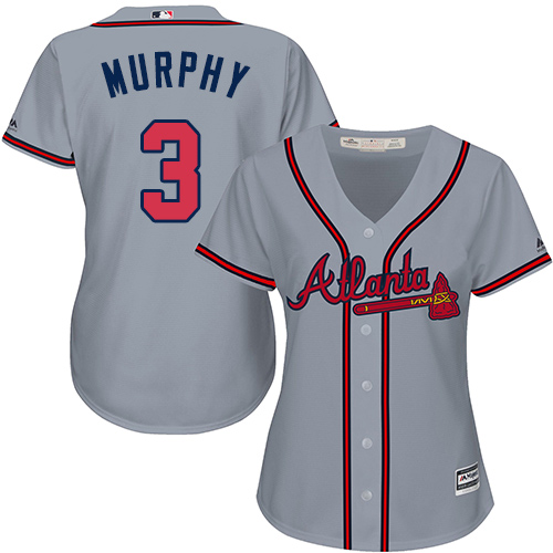 Women's Majestic Atlanta Braves #3 Dale Murphy Authentic Grey Road Cool Base MLB Jersey