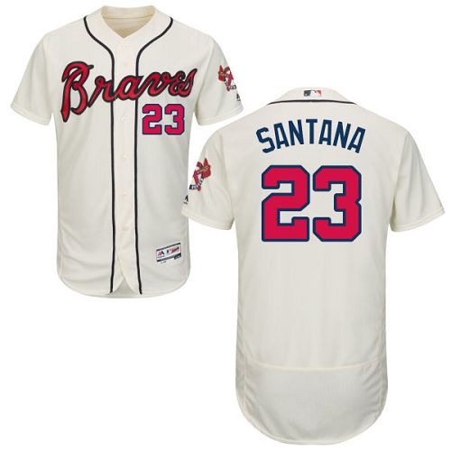 Men's Majestic Atlanta Braves #23 Danny Santana Cream Flexbase Authentic Collection MLB Jersey