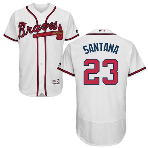 Men's Majestic Atlanta Braves #23 Danny Santana White Flexbase Authentic Collection MLB Jersey