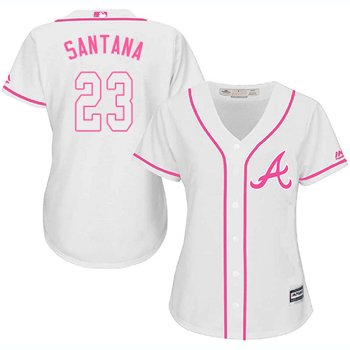 Women's Majestic Atlanta Braves #23 Danny Santana Authentic White Fashion Cool Base MLB Jersey