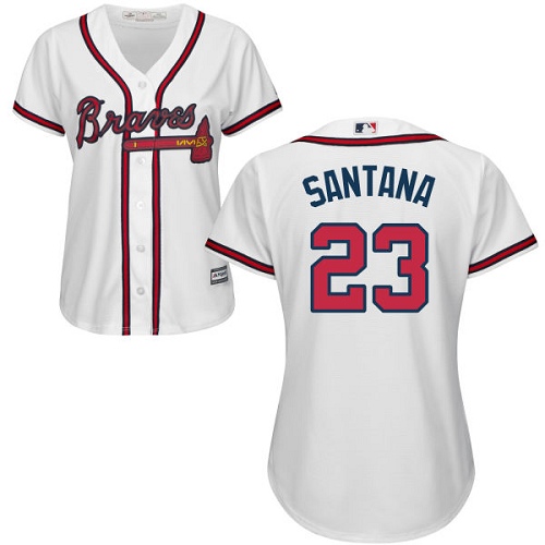 Women's Majestic Atlanta Braves #23 Danny Santana Authentic White Home Cool Base MLB Jersey