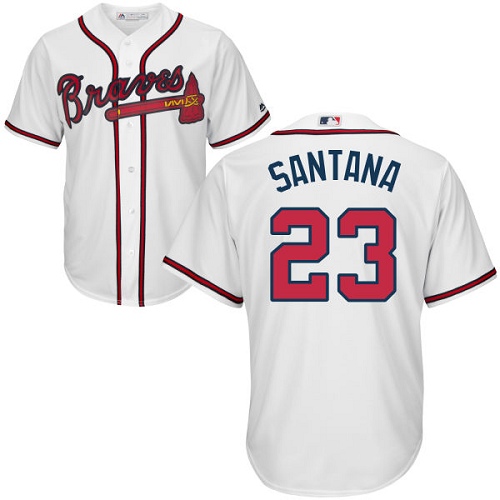 Youth Majestic Atlanta Braves #23 Danny Santana Authentic White Home Cool Base MLB Jersey