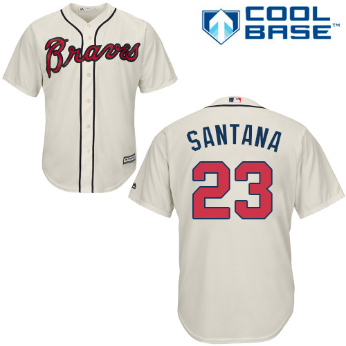 Youth Majestic Atlanta Braves #23 Danny Santana Replica Cream Alternate 2 Cool Base MLB Jersey
