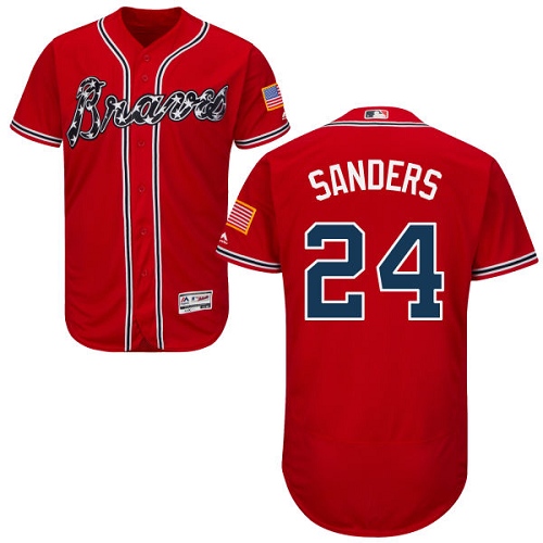 Men's Majestic Atlanta Braves #24 Deion Sanders Red Alternate Flex Base Authentic Collection MLB Jersey