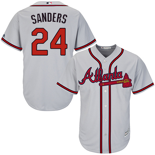 Youth Majestic Atlanta Braves #24 Deion Sanders Authentic Grey Road Cool Base MLB Jersey