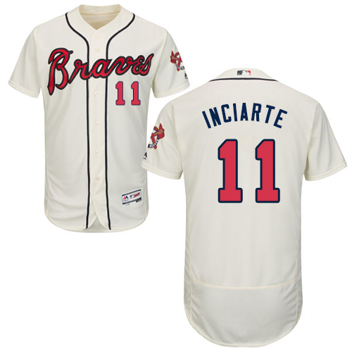 Men's Majestic Atlanta Braves #11 Ender Inciarte Cream Flexbase Authentic Collection MLB Jersey