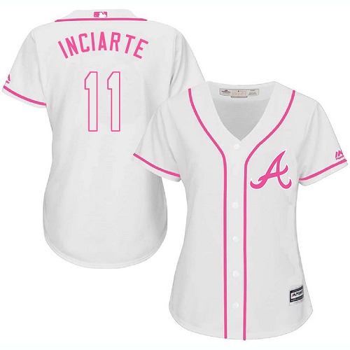 Women's Majestic Atlanta Braves #11 Ender Inciarte Replica White Fashion Cool Base MLB Jersey