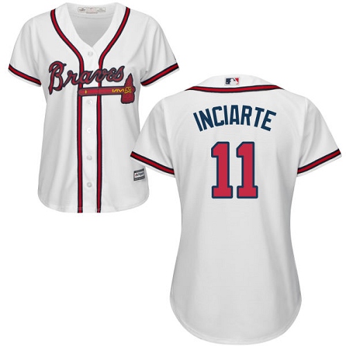 Women's Majestic Atlanta Braves #11 Ender Inciarte Replica White Home Cool Base MLB Jersey
