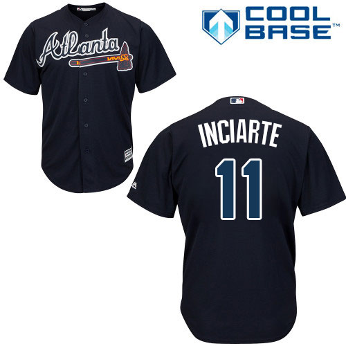 Youth Majestic Atlanta Braves #11 Ender Inciarte Authentic Blue Alternate Road Cool Base MLB Jersey