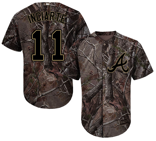 Youth Majestic Atlanta Braves #11 Ender Inciarte Authentic Camo Realtree Collection Flex Base MLB Jersey