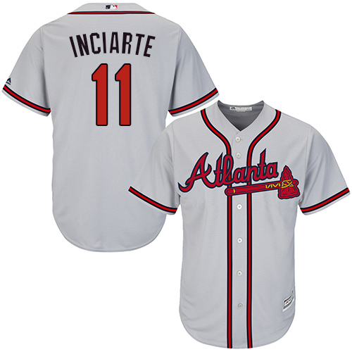 Youth Majestic Atlanta Braves #11 Ender Inciarte Authentic Grey Road Cool Base MLB Jersey