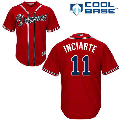 Youth Majestic Atlanta Braves #11 Ender Inciarte Authentic Red Alternate Cool Base MLB Jersey
