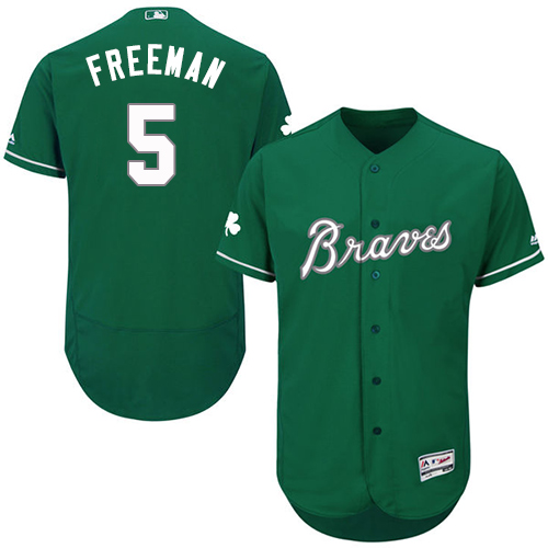 Men's Majestic Atlanta Braves #5 Freddie Freeman Green Celtic Flexbase Authentic Collection MLB Jersey
