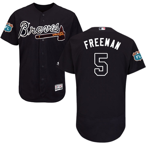 Men's Majestic Atlanta Braves #5 Freddie Freeman Navy Blue Alternate Flex Base Authentic Collection MLB Jersey