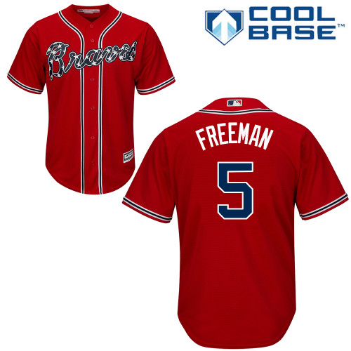 Men's Majestic Atlanta Braves #5 Freddie Freeman Replica Red Alternate Cool Base MLB Jersey