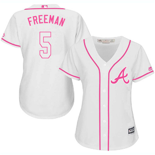 Women's Majestic Atlanta Braves #5 Freddie Freeman Replica White Fashion Cool Base MLB Jersey