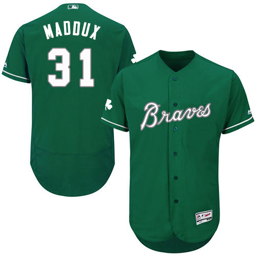 Men's Majestic Atlanta Braves #31 Greg Maddux Green Celtic Flexbase Authentic Collection MLB Jersey