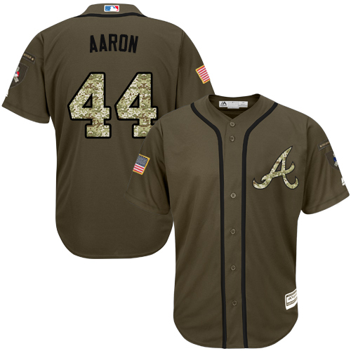 Youth Majestic Atlanta Braves #44 Hank Aaron Authentic Green Salute to Service MLB Jersey
