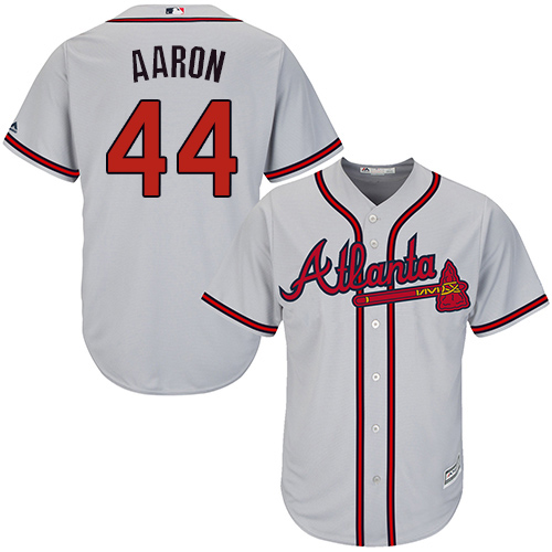 Youth Majestic Atlanta Braves #44 Hank Aaron Authentic Grey Road Cool Base MLB Jersey