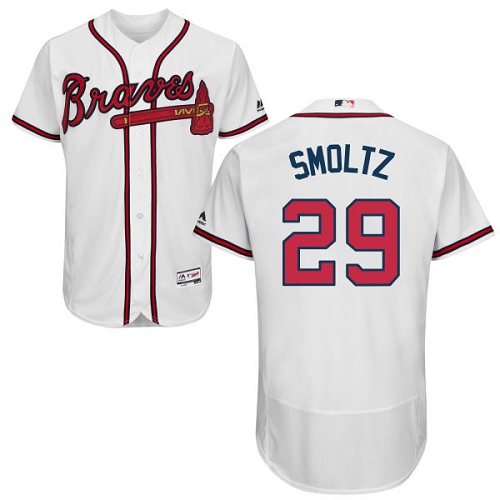 Men's Majestic Atlanta Braves #29 John Smoltz White Home Flex Base Authentic Collection MLB Jersey