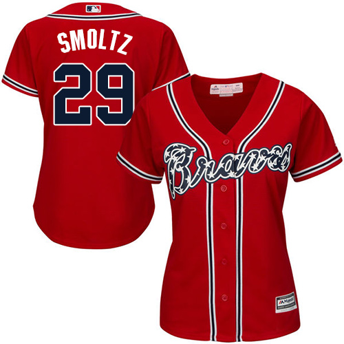 Women's Majestic Atlanta Braves #29 John Smoltz Authentic Red Alternate Cool Base MLB Jersey