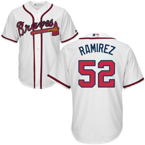 Men's Majestic Atlanta Braves #52 Jose Ramirez Replica White Home Cool Base MLB Jersey