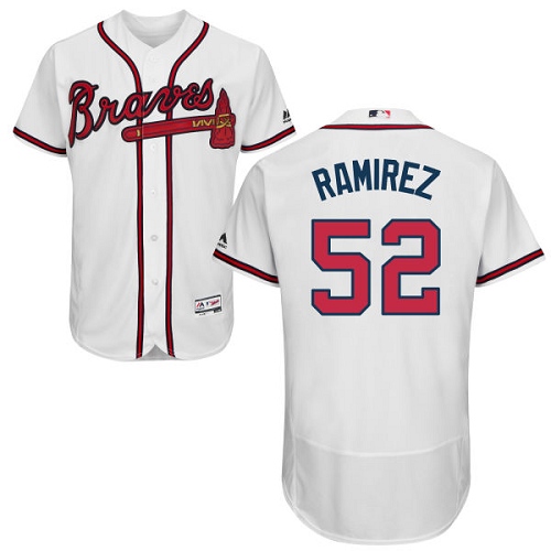 Men's Majestic Atlanta Braves #52 Jose Ramirez White Home Flex Base Authentic Collection MLB Jersey